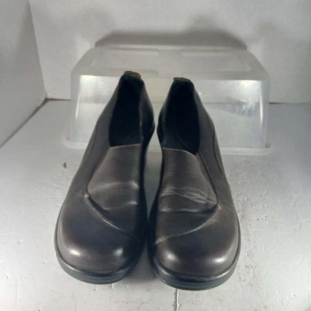 Dansko Leather Wedge Loafers 40 Brown Slip On Comfort Work Shoes
